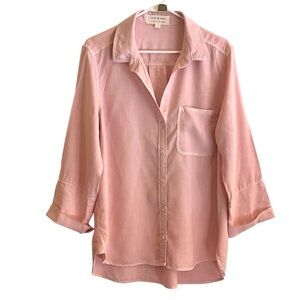 Cloth And Stone Tencel Long Sleeve Peach Pink Button Down Top Women’s Large
